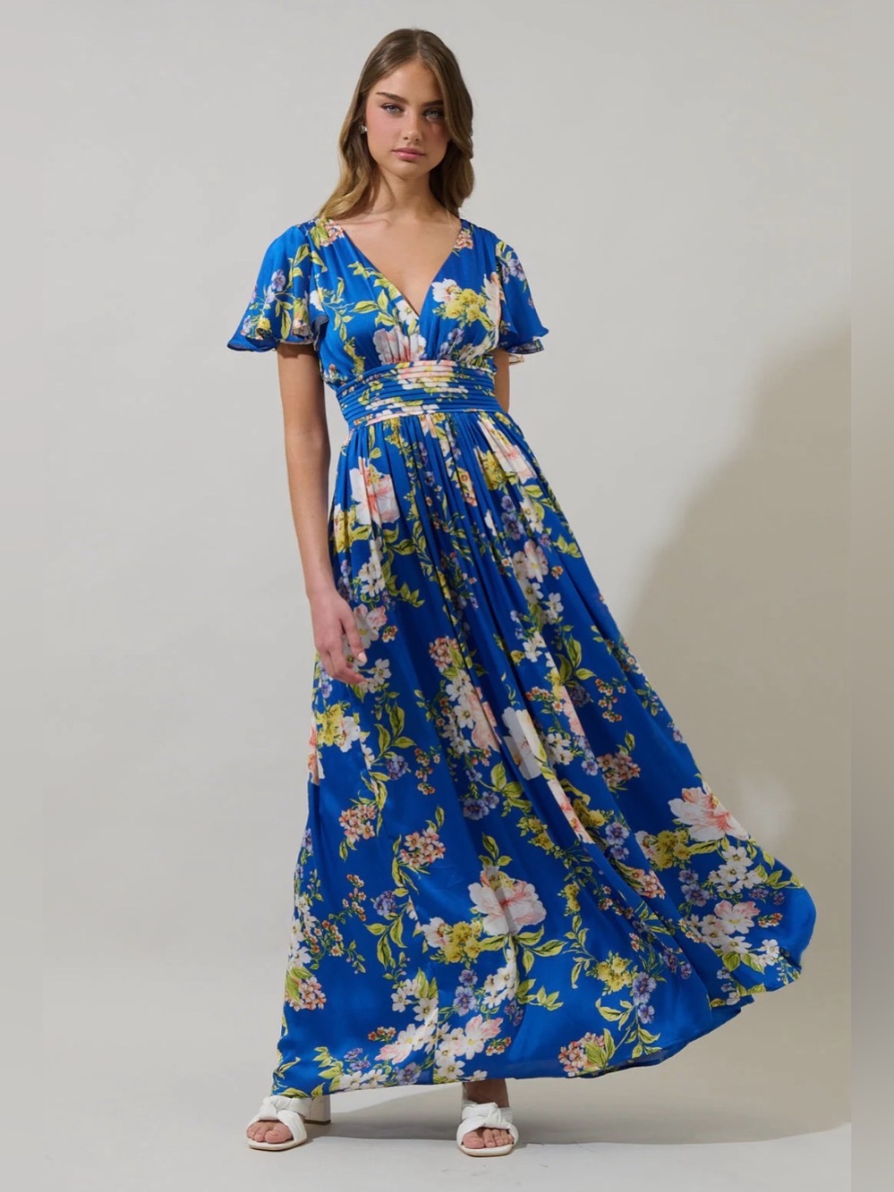 NWT Sugarlips Blue Floral Maxi Dress XS Romantic Garden Party Cottagecore